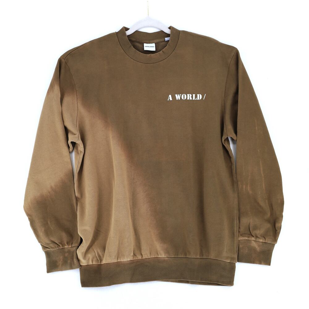 Jack & Jones Men's Brown Tie Dye Cotton A World Crew Neck Sweatshirt Size M